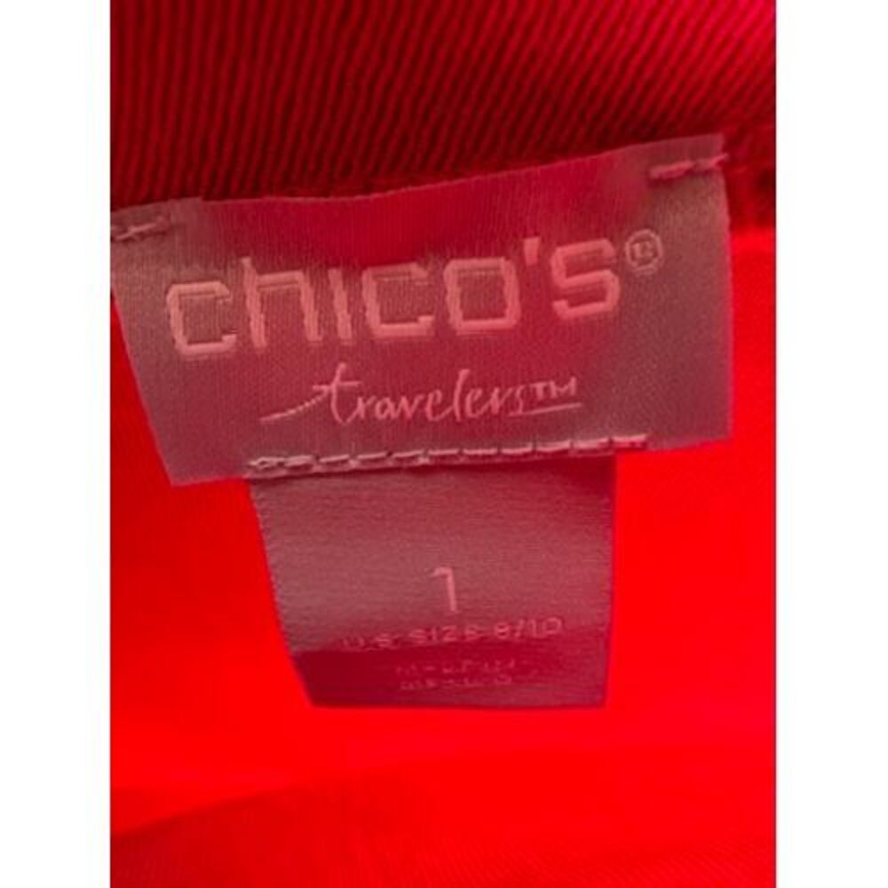 Chico's Cold Shoulder Top 3/4 Sleeve Red Blouse Casual Elegant Size 1 (US 8/10) - Picture 3 of 6